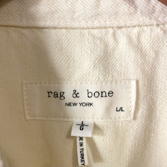 Anthropologie Rag & Bone Anna Jumpsuit Large White Denim Utility Coveralls Boho - Picture 13 of 16